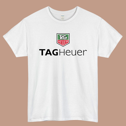 TAG Heuer Logo Mens Unisex Short Sleeve White T-Shirt Size S-3XL