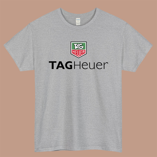 TAG Heuer Logo Mens Unisex Short Sleeve Gray T-Shirt Size S-3XL