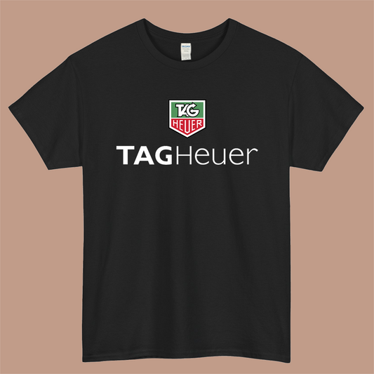 TAG Heuer Logo Mens Unisex Short Sleeve Black T-Shirt Size S-3XL