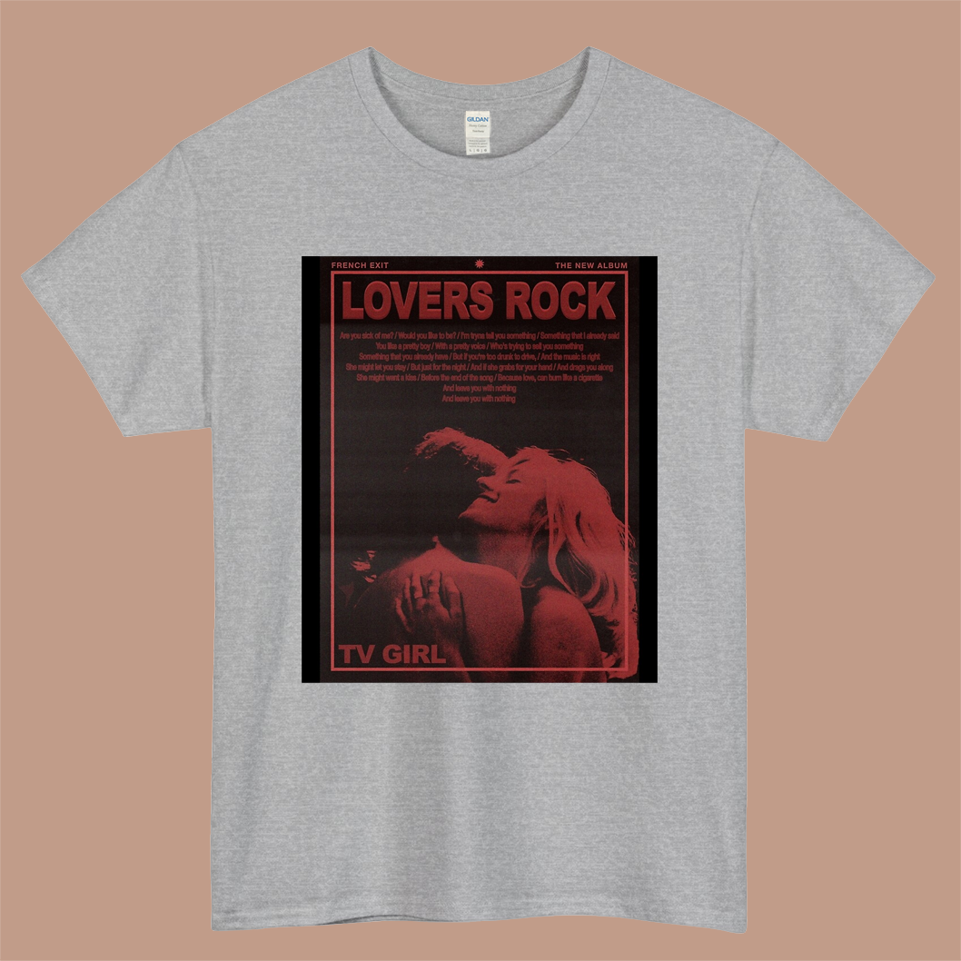 TV Girl Lovers Rock Poster Logo Mens Unisex Short Sleeve Gray T-Shirt Size S-3XL