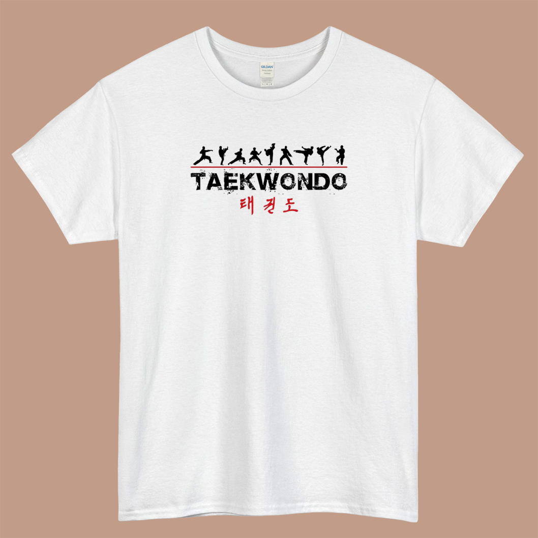 Taekwondo Text and Fighters Logo Mens Unisex Short Sleeve T-Shirt Size S-3XL - P