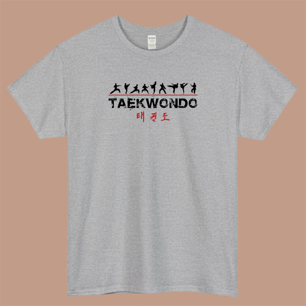 Taekwondo Text and Fighters Logo Mens Unisex Short Sleeve T-Shirt Size S-3XL - P
