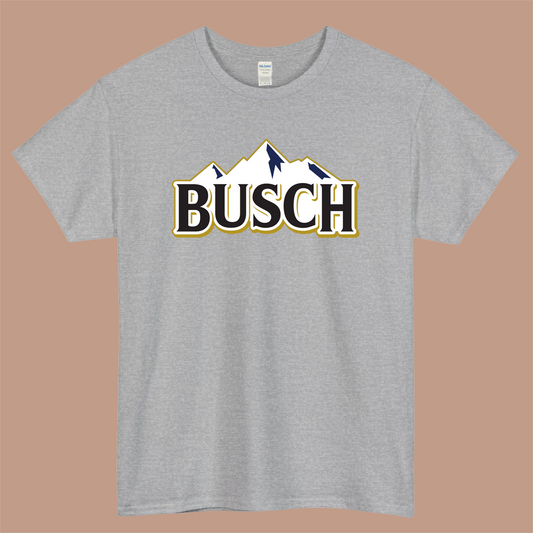 The BUSCH Beer Logo Mens Unisex Short Sleeve Gray T-Shirt Size S-3XL