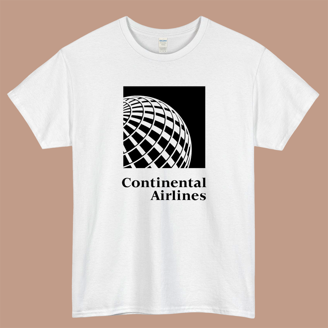 The Continental Airlines Logo Mens Unisex Short Sleeve White T-Shirt Size S-3XL