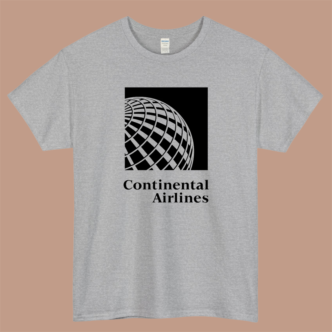 The Continental Airlines Logo Mens Unisex Short Sleeve Gray T-Shirt Size S-3XL