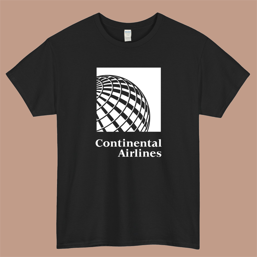 The Continental Airlines Logo Mens Unisex Short Sleeve Black T-Shirt Size S-3XL
