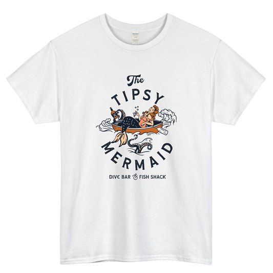 The Tipsy Mermaid Dive Bar & Fish Shack Logo Mens Unisex Short Sleeve T-Shirt Size S-3XL - P