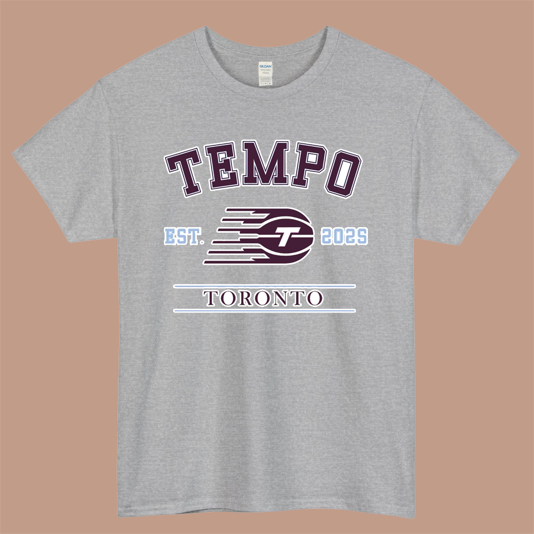 Toronto Tempo WNBA Logo Mens Unisex Short Sleeve Gray T-Shirt Size S-3XL