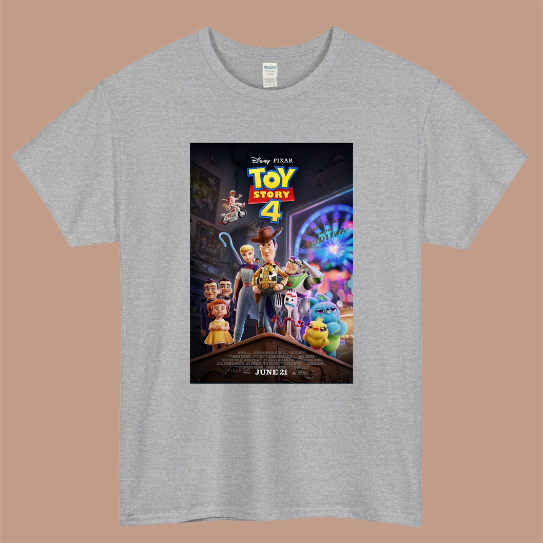 Toy Story 4 Movie Logo Mens Unisex Short Sleeve Gray T-Shirt Size S-3XL