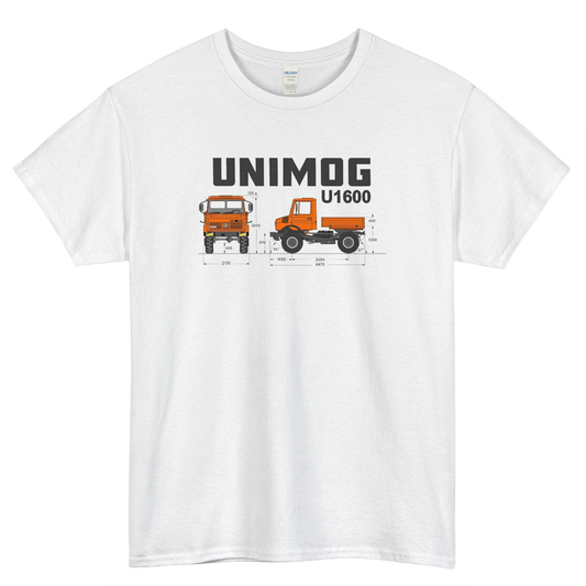 Unimog U1600 specifications orange logo short sleeve men's t shirt S-3XL