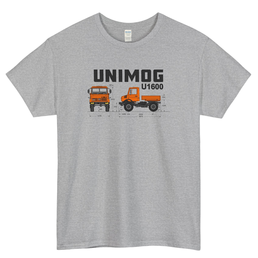 Unimog U1600 specifications orange 1 logo short sleeve men's t shirt S-3XL