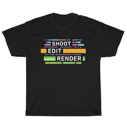 Videography Filmmaker Logo Mens Unisex Short Sleeve Black T-Shirt Size S-3X