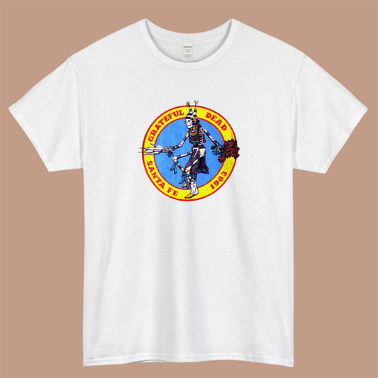 Vintage 1983 Grateful Dead Santa Fe New Mexico Tour Logo Mens Unisex Short Sleeve T-Shirt Size S-3XL
