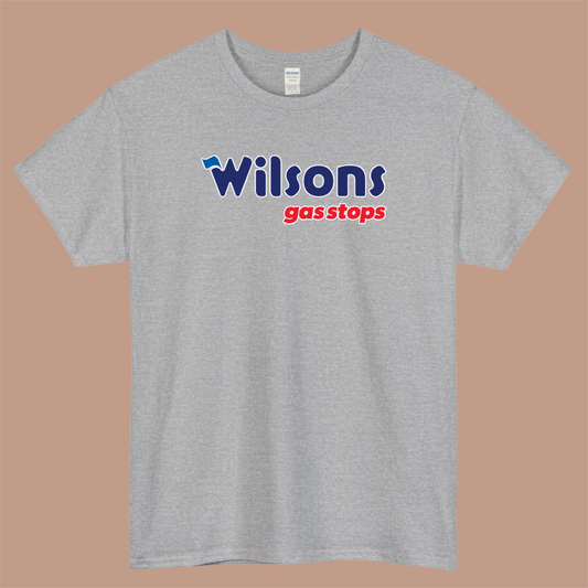 WILSON Gas Stop Logo Mens Unisex Short Sleeve Gray T-Shirt Size S-3XL