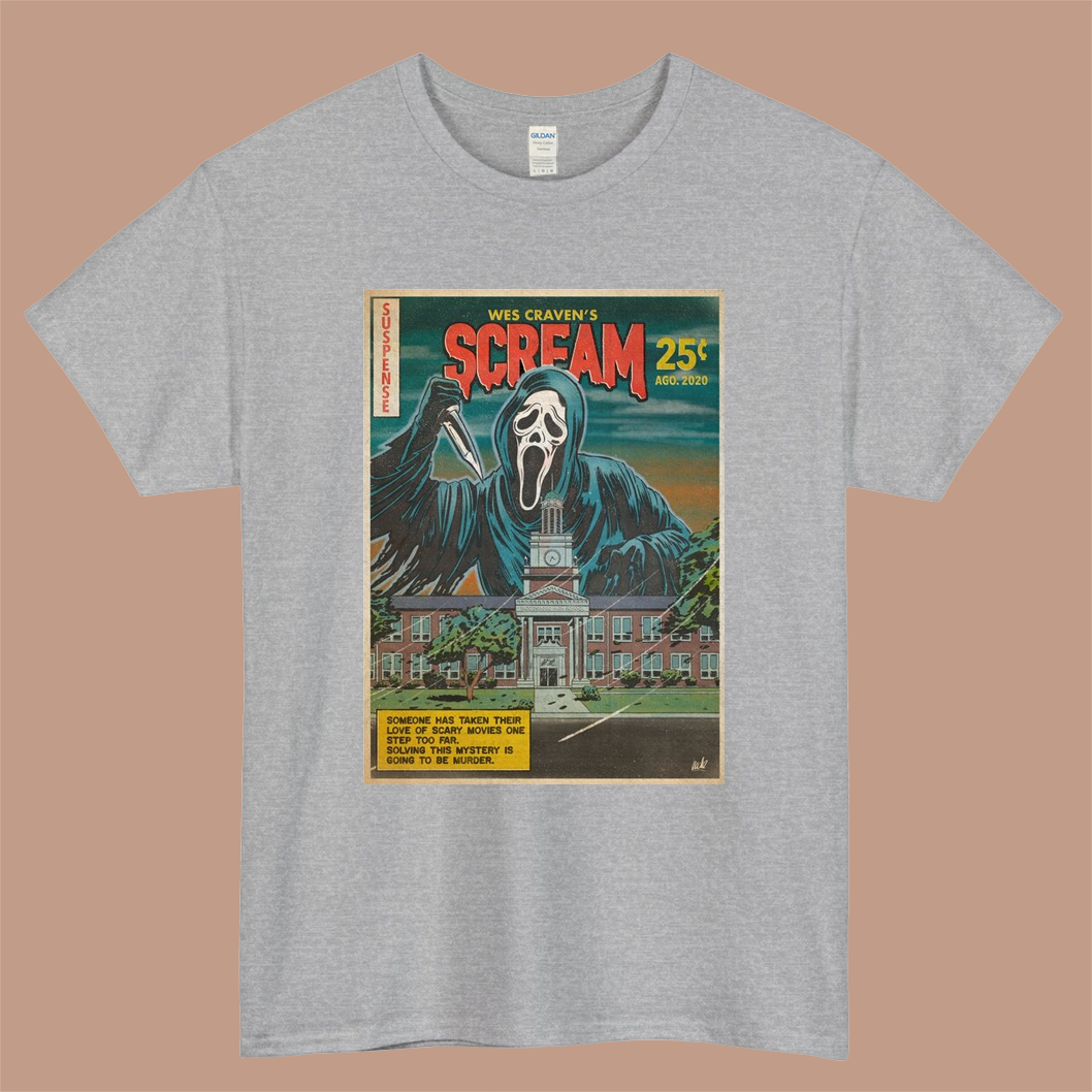 We Craven's Scream Poster Logo Mens Unisex Short Sleeve Gray T-Shirt Size S-3XL