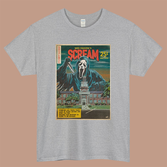 We Craven's Scream Poster Logo Mens Unisex Short Sleeve Gray T-Shirt Size S-3XL