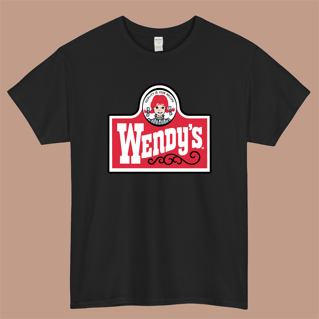 Wendys Logo Mens Unisex Short Sleeve Black T-Shirt Size S-3XL