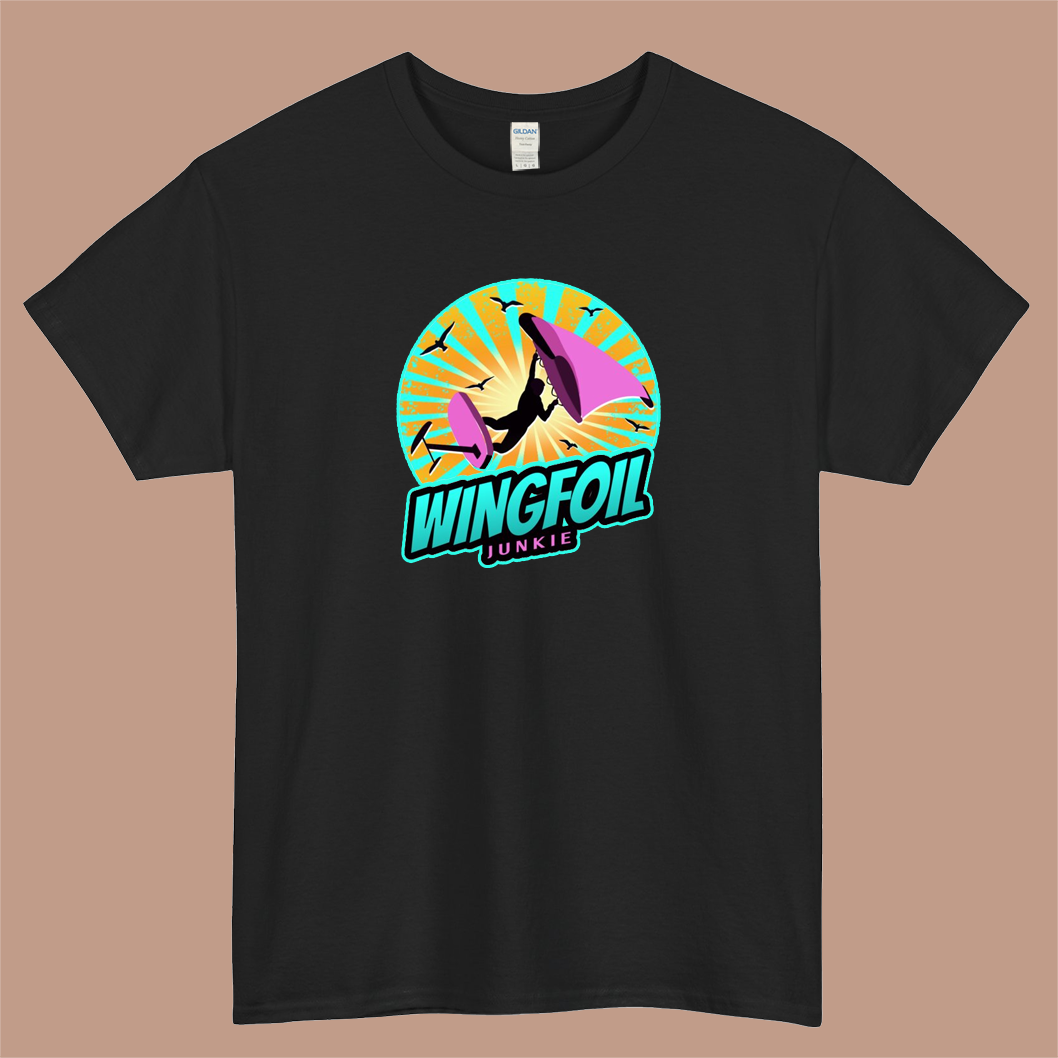WingFoil Junkie Logo Mens Unisex Short Sleeve T-Shirt Size S-3XL - P