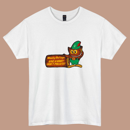 Woodsy Owl says Give a Hoot Dog logo short sleeve t shirt S-5XL - P