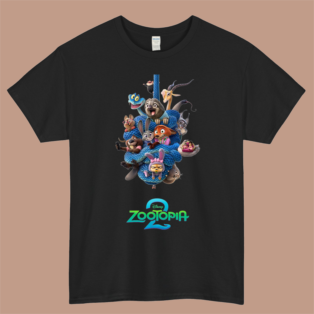 ZOOTOPIA 2 Logo Mens Unisex Short Sleeve Black T-Shirt Size S-3XL