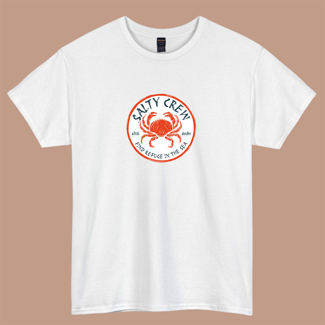 salty crew find refuge in the sea logo short sleeve t shirt size S-3XL -P