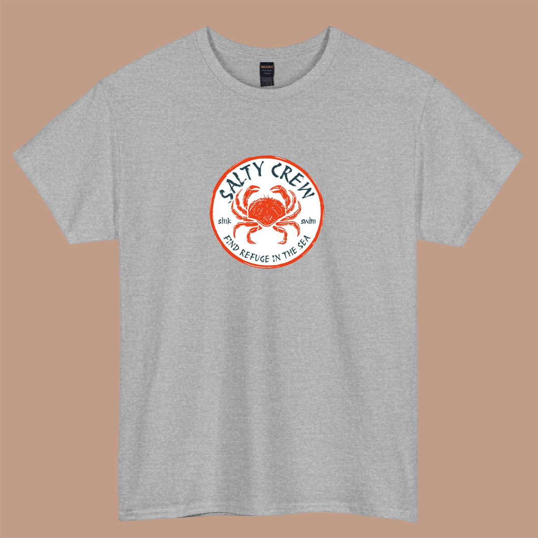 salty crew find refuge in the sea logo short sleeve t shirt size S-3XL -P