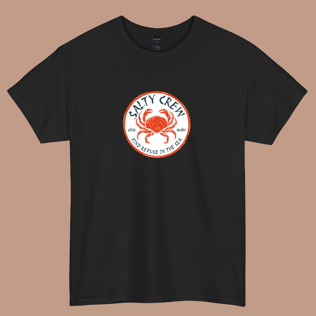 salty crew find refuge in the sea logo short sleeve t shirt size S-3XL -P