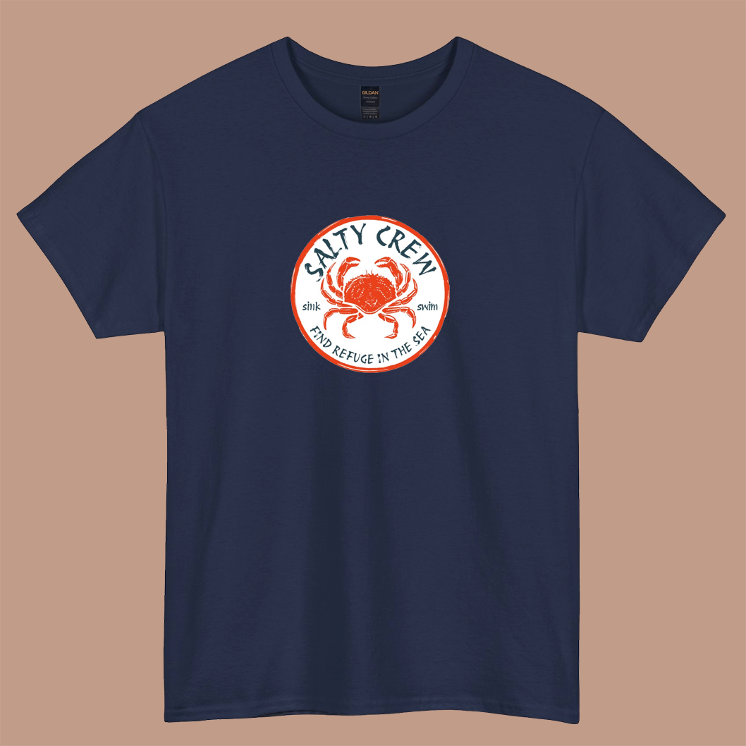 salty crew find refuge in the sea logo short sleeve t shirt size S-3XL -P